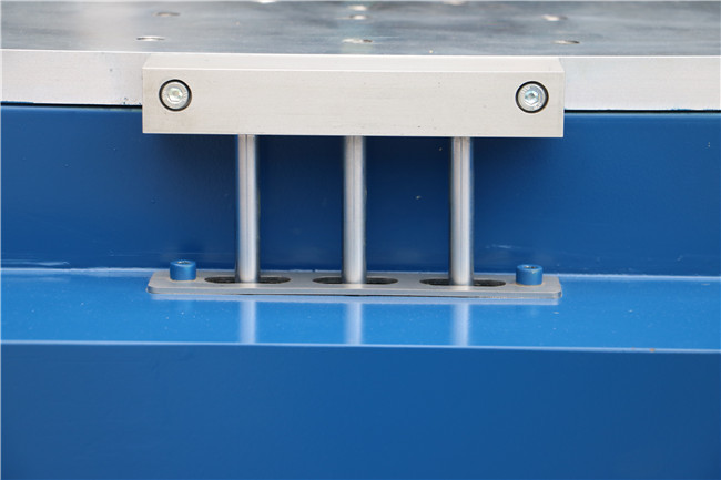 Vibration test system — close-up of the shaker table and suspension system